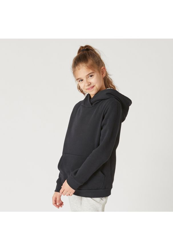 DOMYOS - Bluza dziecięca Domyos 500 z kapturem. Typ kołnierza: kaptur. Kolekcja: plus size. Kolor: czarny, wielokolorowy, szary. Materiał: materiał, bawełna. Sport: fitness