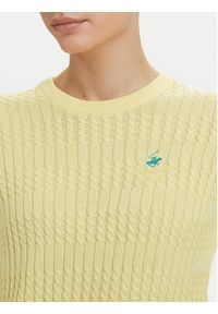 Beverly Hills Polo Club Sweter P-SS26W-M537390 Żółty Regular Fit. Typ kołnierza: polo. Kolor: żółty. Materiał: bawełna #3
