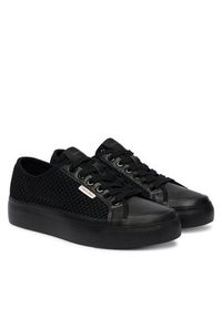 Calvin Klein Sneakersy Vulc Flatf Lace Up Lin Mesh HW0HW02971 Czarny. Kolor: czarny. Materiał: materiał #3