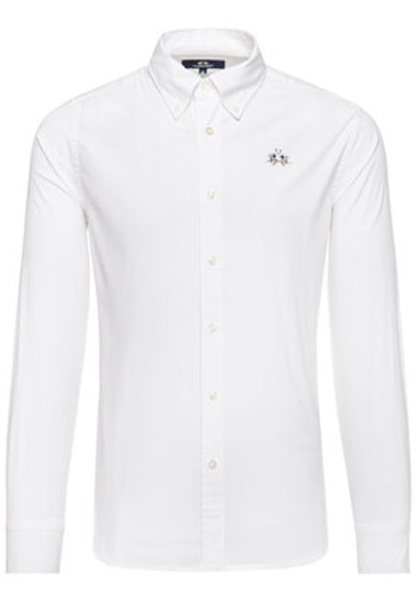 La Martina Koszula CCMC02 PP003 Biały Slim Fit. Kolor: biały. Materiał: bawełna