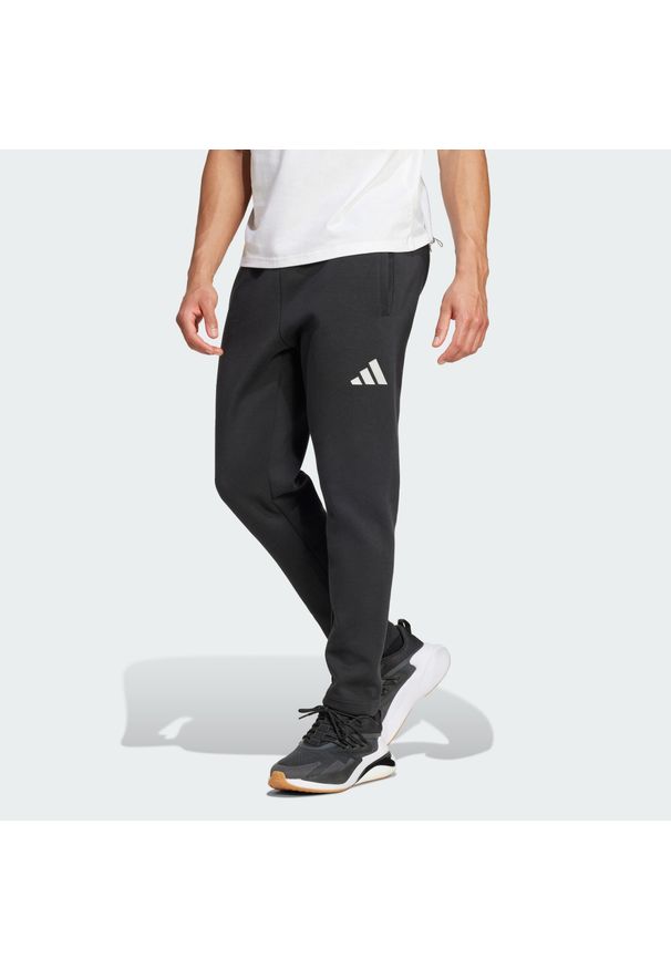 Adidas - Spodnie Benfica Seasonal Doubleknit. Kolor: szary, wielokolorowy, czarny. Materiał: dzianina. Wzór: ze splotem. Sport: piłka nożna