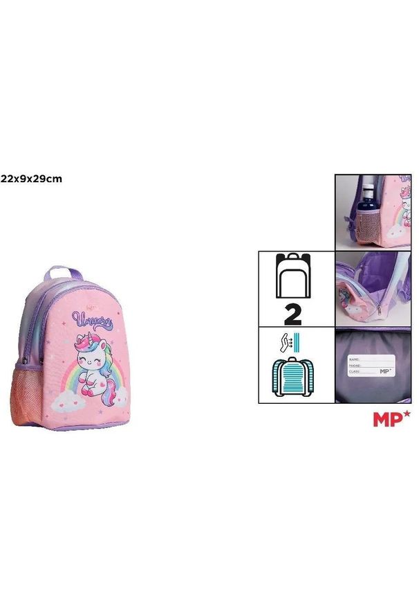 Vadobag - Plecak dwukomorowy Jednorożec różowy 22x9x29cm. Kolor: różowy