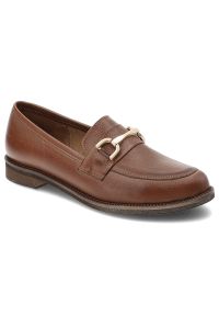 Brązowe Mokasyny Armodo Wygodne Obuwie Damskie. Okazja: na co dzień. Kolor: brązowy. Materiał: materiał, skóra. Styl: klasyczny, elegancki, casual