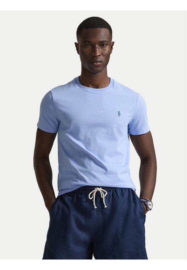 Polo Ralph Lauren T-Shirt 710671438020 Niebieski Slim Fit. Typ kołnierza: polo. Kolor: niebieski. Materiał: bawełna