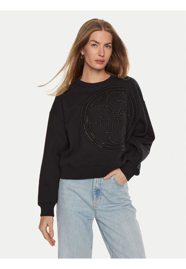 Guess Bluza W4BQ07 K9Z21 Czarny Regular Fit. Kolor: czarny. Materiał: bawełna