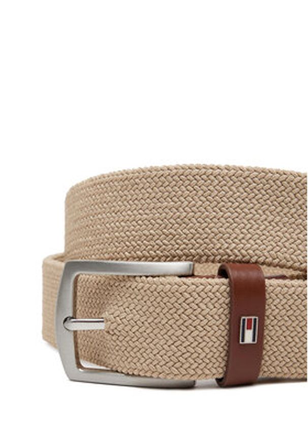 TOMMY HILFIGER - Tommy Hilfiger Pasek Męski Denton Elastic 3.5 AM0AM13354 Beżowy. Kolor: beżowy. Materiał: materiał