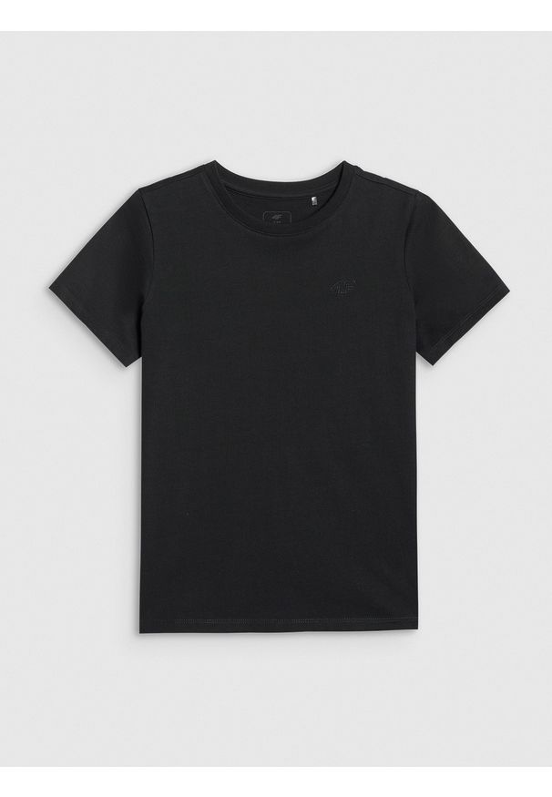 4f - 4F T-shirt regular gładki dziewczęcy - czarny 122 (6-7 lat). Okazja: na co dzień. Kolor: czarny. Materiał: jersey, materiał, bawełna. Długość rękawa: krótki rękaw. Długość: krótkie. Wzór: gładki. Sezon: lato. Styl: klasyczny, młodzieżowy, sportowy, casual