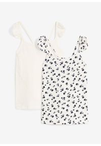 bonprix - Top (2 szt.), z czystej bawełny organicznej. Kolor: biały. Materiał: bawełna. Długość rękawa: na ramiączkach #1