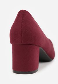 Renee - Bordowe Casualowe Czółenka na Słupku Bastien. Okazja: na co dzień. Kolor: czerwony. Wzór: jednolity, gładki. Obcas: na słupku. Styl: casual #7