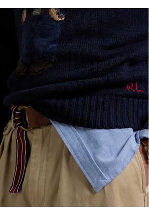 Polo Ralph Lauren Sweter 710946137001 Granatowy Regular Fit. Typ kołnierza: polo. Kolor: niebieski. Materiał: bawełna