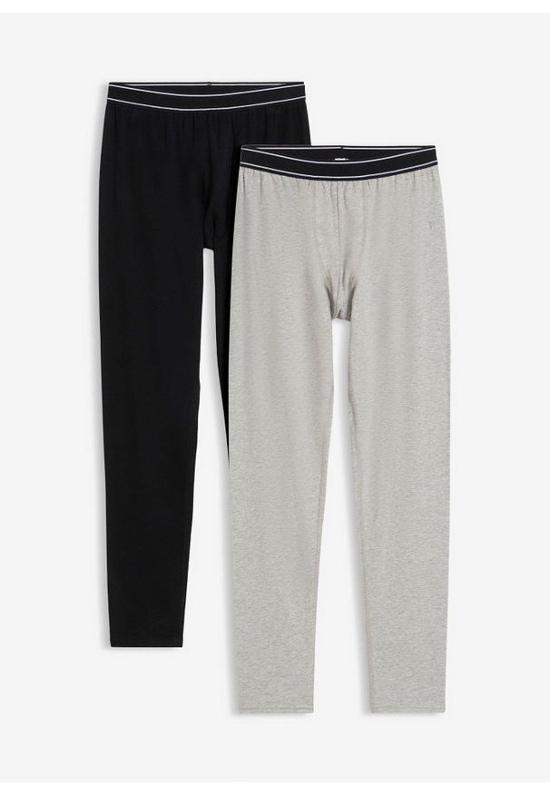 bonprix - Długie kalesony z miękką bawełną organiczną (2 szt.). Kolor: czarny. Materiał: bawełna. Długość: długie