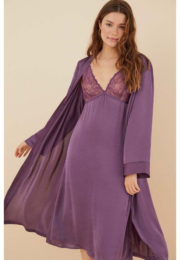 Women Secret - women'secret szlafrok SENSE 2 kolor fioletowy 2536722. Kolor: fioletowy