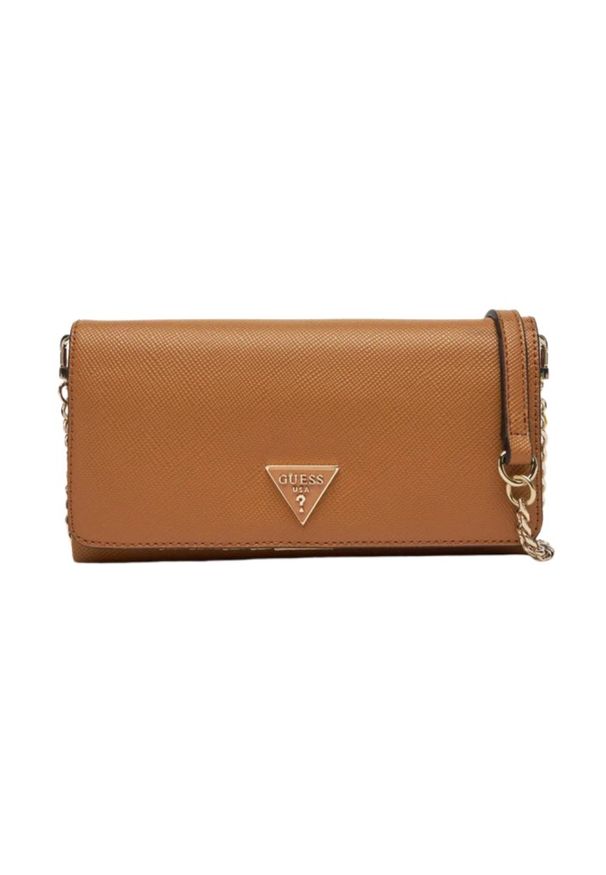 Guess - GUESS Brązowy portfel na łańcuszku Noelle II Mini. Kolor: brązowy. Materiał: skóra ekologiczna