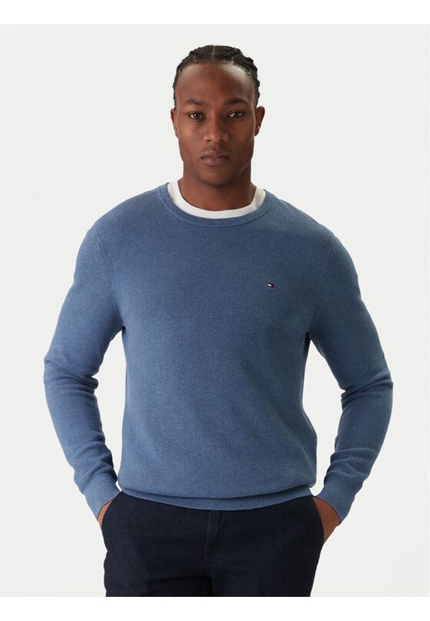 TOMMY HILFIGER - Tommy Hilfiger Sweter Essential MW0MW36347 Niebieski Regular Fit. Kolor: niebieski. Materiał: bawełna