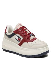 Sneakersy Tommy Jeans Tjw Retro Basket Flatform EN0EN02429 Bleached Stone / Rouge XJS. Kolor: czerwony #1
