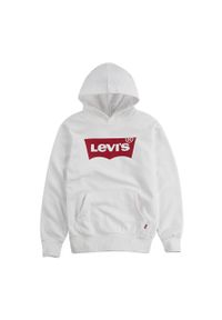 Levi's® - Levi's Bluza dziecięca kolor biały z kapturem z nadrukiem. Okazja: na spotkanie biznesowe. Typ kołnierza: kaptur. Kolor: biały. Materiał: dzianina. Wzór: nadruk. Styl: biznesowy