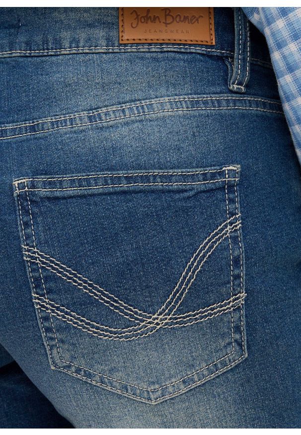 bonprix - Szorty dżinsowe ze stretchem, krój slim fit, mid waist (2 pary). Kolor: niebieski