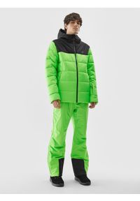 4f - Kurtka puchowa narciarska z puchem syntetycznym męska - zielona. Kolor: zielony. Materiał: syntetyk, puch. Wzór: gładki. Sezon: zima. Sport: narciarstwo