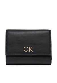 Calvin Klein Duży Portfel Damski Re-Lock Trifold Md K60K608994 Czarny. Kolor: czarny. Materiał: skóra