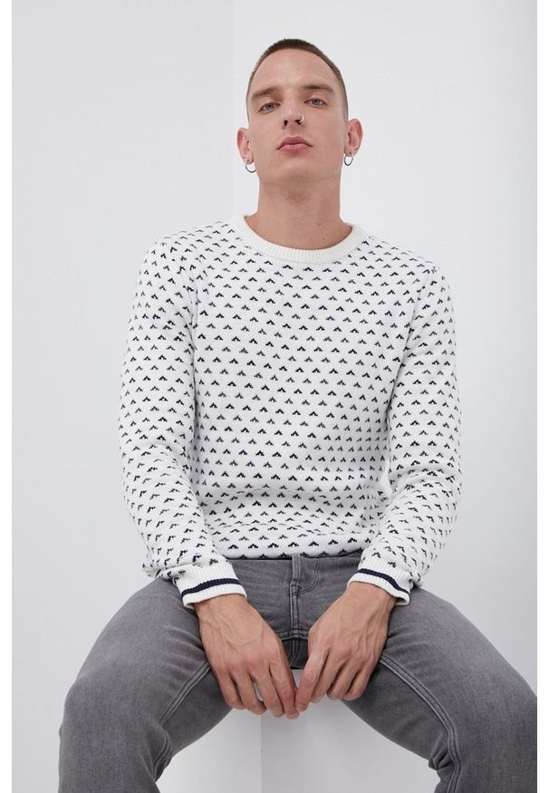 PRODUKT by Jack & Jones - Produkt by Jack & Jones - Sweter z domieszką wełny. Okazja: na co dzień. Kolor: biały. Materiał: wełna. Długość rękawa: długi rękaw. Długość: długie. Styl: casual