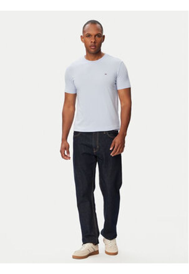 Tommy Jeans T-Shirt Jaspe DM0DM20363 Niebieski jasny Slim Fit. Kolor: niebieski. Materiał: bawełna