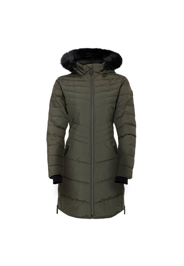 DARE 2B - Damska Kurtka Striking IIII O Średniej Długości Z Podpinką. Kolor: zielony. Materiał: puch. Sport: turystyka piesza