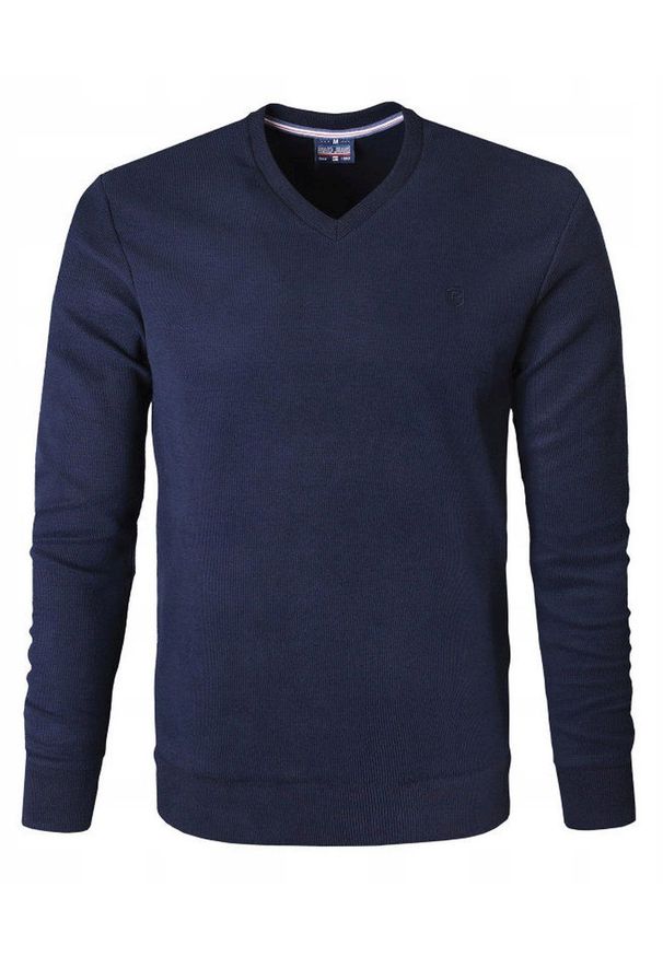 Wygodna Bawełniana Bluza - Pako Jeans - Granatowa. Kolor: niebieski. Materiał: poliester, bawełna