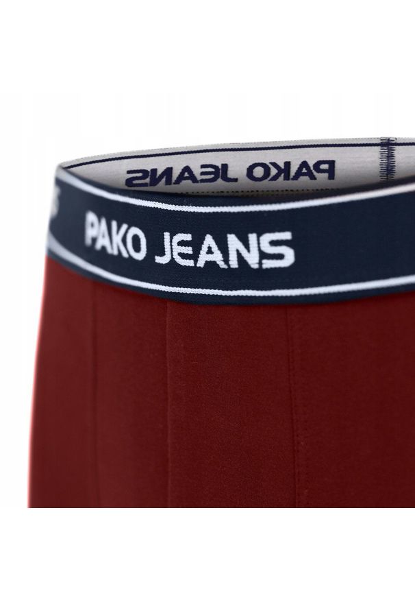 Bawełniane, Klasyczne Bokserki Męskie - Pako Jeans - Bordowe. Kolor: czerwony. Materiał: elastan, bawełna