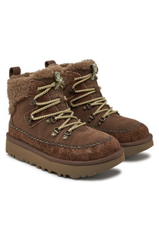 Ugg Śniegowce W Classic Alpine Lace Up 1158271 Brązowy. Kolor: brązowy. Materiał: skóra