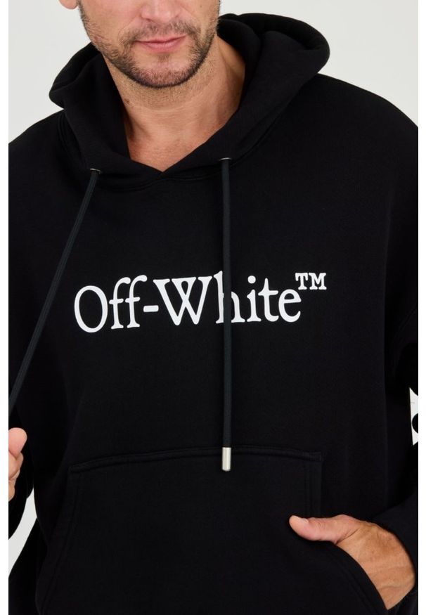 OFF-WHITE Czarna męska bluza Big Bookish Skate Hoodie White, Rozmiar L. Kolor: czarny