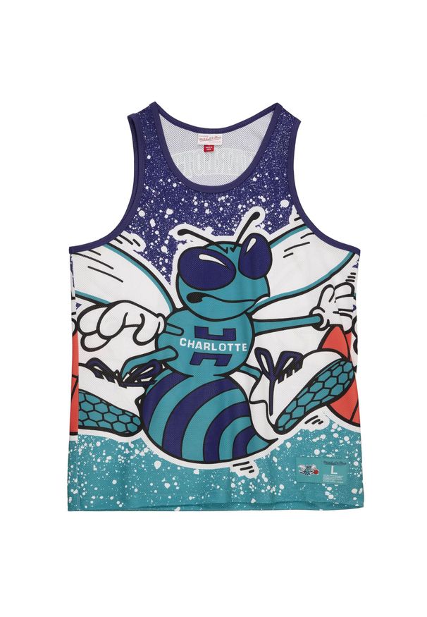 D bardeur Mitchell & Ness Jumbotron Mesh Charlotte Hornets. Kolor: niebieski. Materiał: mesh. Długość rękawa: bez rękawów. Sport: koszykówka