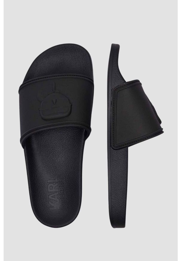 Karl Lagerfeld - KARL LAGERFELD Czarne męskie klapki KONDO Karl NFT Relief, Rozmiar 42. Kolor: czarny