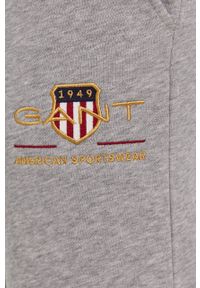 GANT - Gant Spodnie 2049005 męskie kolor szary gładkie. Kolor: szary. Materiał: materiał. Wzór: gładki #4