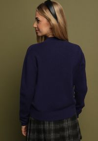Born2be - Granatowy Sweter z Wełną i Wiskozą o Prostym Fasonie z Półgolfem Giolera. Okazja: na spotkanie biznesowe, do pracy, na co dzień. Kolor: niebieski. Materiał: wełna, wiskoza. Długość rękawa: długi rękaw. Długość: długie. Styl: biznesowy, casual, elegancki #7