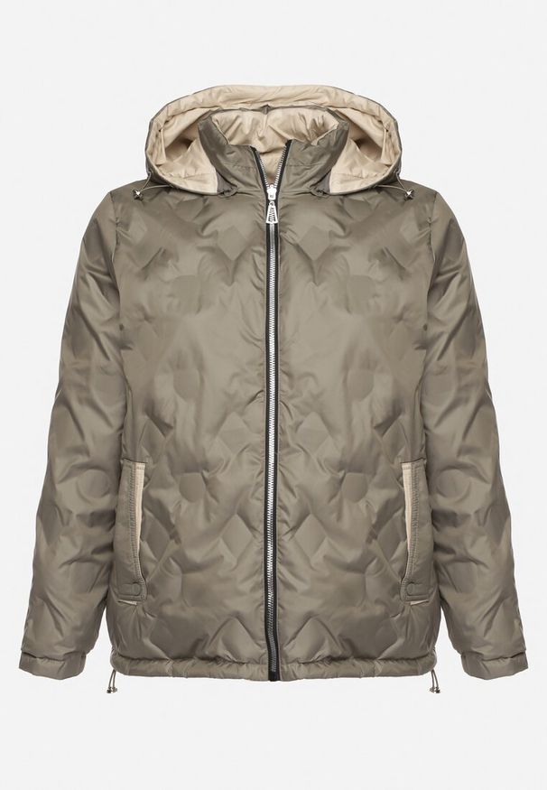 Born2be - Zielona Kurtka Dwustronna z Odpinanym Kapturem Frolbia. Okazja: na co dzień. Kolor: zielony. Materiał: jeans. Wzór: gładki. Styl: casual, elegancki, klasyczny