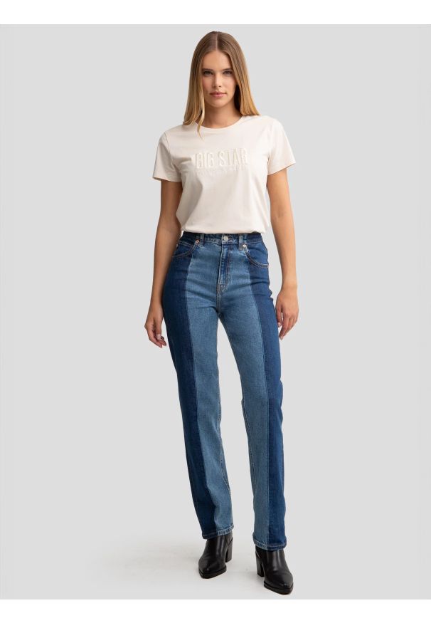 Big-Star - Jeansy damskie dwukolorowe niebieskie Avril 491. Kolor: niebieski. Styl: klasyczny, retro, elegancki