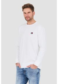 Tommy Jeans - TOMMY JEANS Biały męski longsleeve, Rozmiar L. Kolor: biały. Długość rękawa: długi rękaw