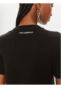 Karl Lagerfeld - KARL LAGERFELD T-Shirt 245W1717 Czarny Regular Fit. Typ kołnierza: dekolt w karo. Kolor: czarny. Materiał: bawełna