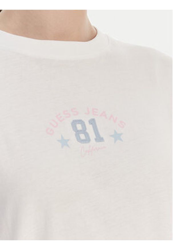 Guess Jeans T-Shirt W6RI20 K8HM0 Biały Oversize. Kolor: biały. Materiał: bawełna