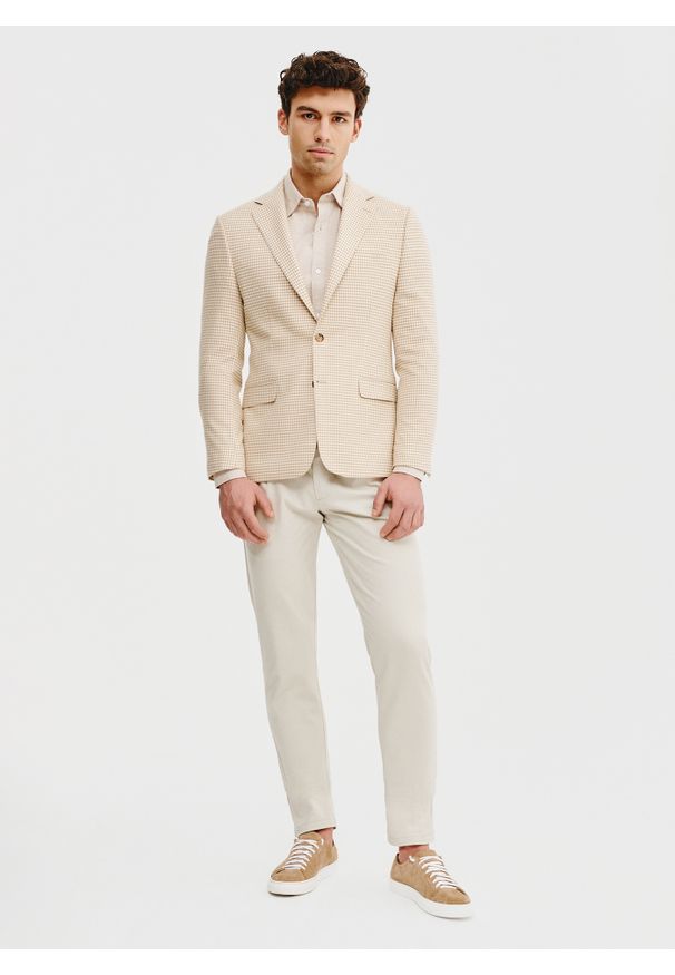 Pako Lorente - PAKO LORENTE - Jasna marynarka męska w pepitkę. Materiał: poliester, wiskoza, elastan. Sezon: wiosna