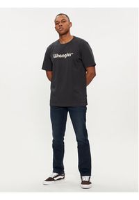 Wrangler T-Shirt Logo 112350526 Czarny Regular Fit. Kolor: czarny. Materiał: bawełna