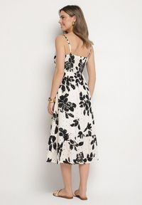 Born2be - Czarna Ażurowa Sukienka z Bawełny o Rozkloszowanym Kroju na Ramiączkach Nitaria. Okazja: na spacer, na imprezę, na co dzień. Typ kołnierza: dekolt w kształcie V. Kolor: biały. Materiał: bawełna. Długość rękawa: na ramiączkach. Wzór: ażurowy. Sezon: lato. Styl: casual #5