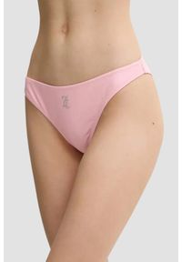 Juicy Couture - JUICY COUTURE Różowy strój kąpielowy Bandeau Bikini Set, Rozmiar L. Kolor: różowy. Materiał: materiał, nylon, elastan #5
