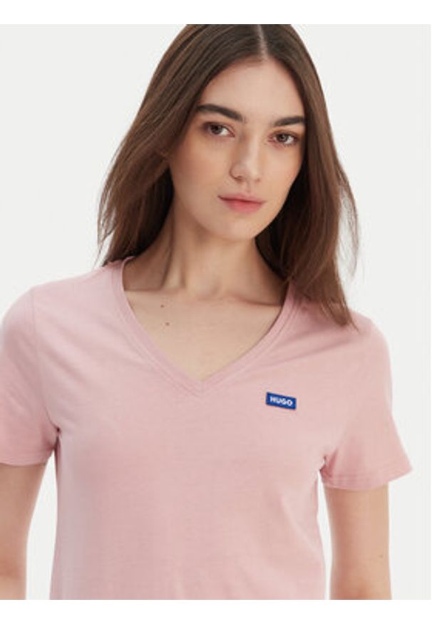 Hugo - HUGO T-Shirt Classic 50513667 Różowy Slim Fit. Kolor: różowy. Materiał: bawełna