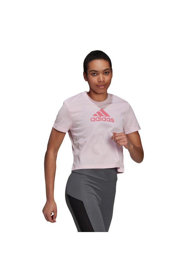 Adidas - Koszulka fitness damska. Materiał: materiał, skóra. Długość: krótkie. Sport: fitness