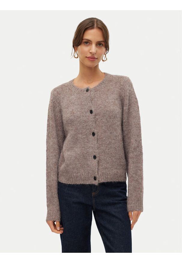 Vero Moda Kardigan Novah 10320496 Brązowy Regular Fit. Kolor: brązowy. Materiał: syntetyk