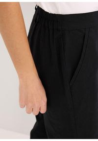 bonprix - Spodnie z mieszanki lnu i bawełny. Kolor: czarny. Materiał: bawełna, len #2