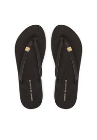 TOMMY HILFIGER - Tommy Hilfiger Japonki Elevated Chic Beach Sandal FW0FW08523 Czarny. Kolor: czarny. Materiał: skóra #1