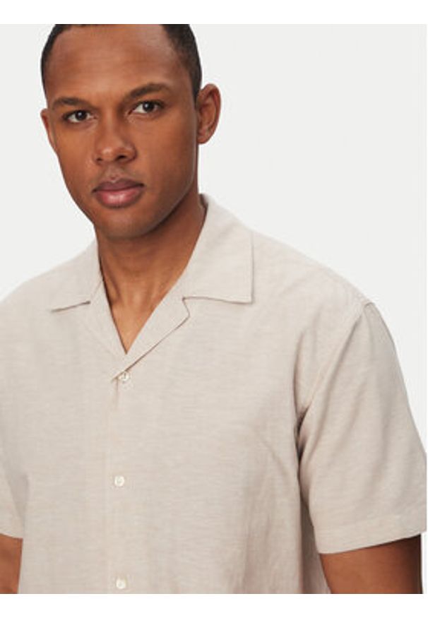 Jack & Jones Koszula Breeze 12288594 Beżowy Relaxed Fit. Kolor: beżowy. Materiał: bawełna