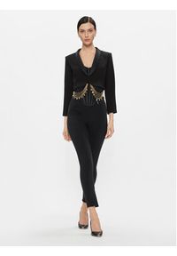 Elisabetta Franchi Marynarka GI-091-37E2-V6000 Czarny Slim Fit. Kolor: czarny. Materiał: syntetyk